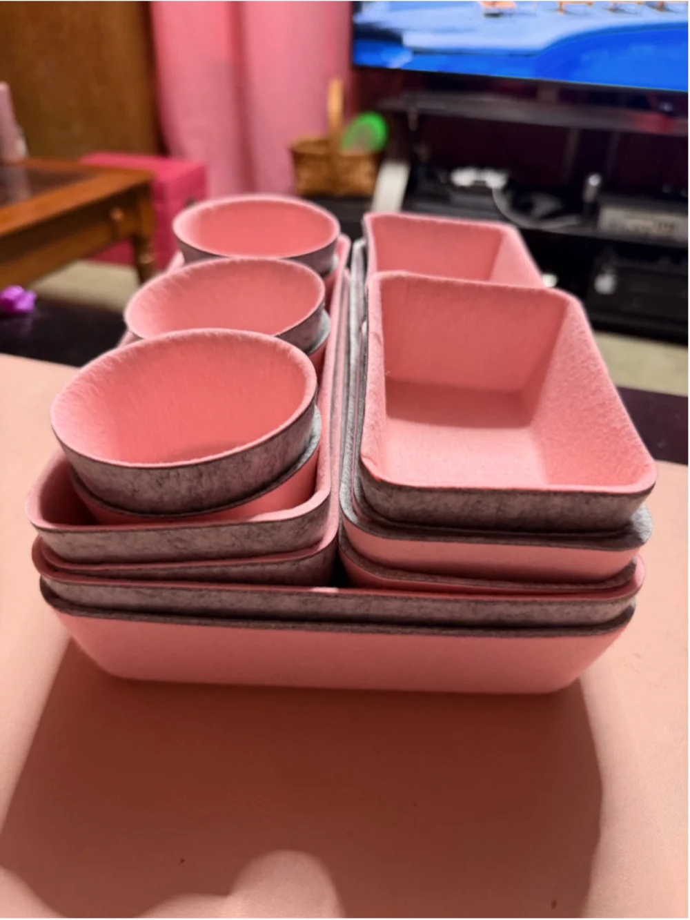 Pink & Gray Felt Drawer Organizers NEW 16 Pieces
